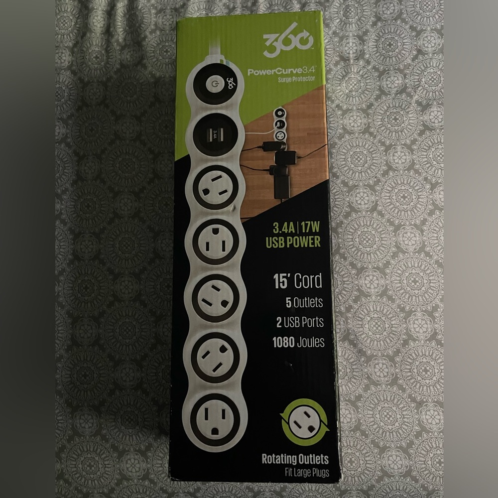360 power curved surge protector
